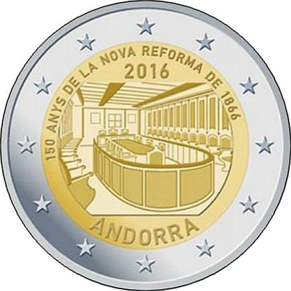 2 евро  Андорра "150-летие новой реформы 1866 года" 2016 год