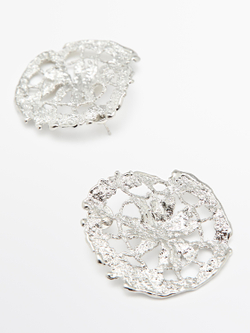 Massimo Dutti Круглые кружевные серьги, серебряный