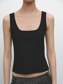 Massimo Dutti Трикотажный топ на бретелях, черный