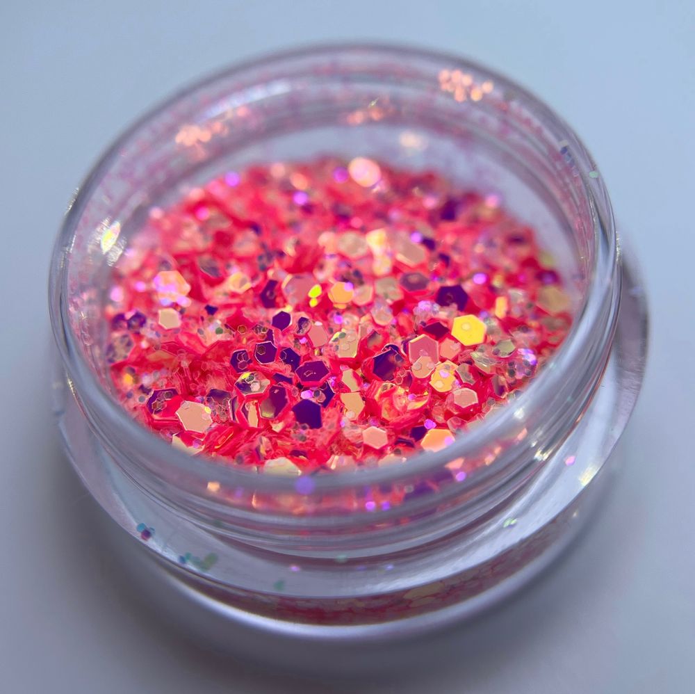 1745 Шестигранники микс "Крылья феи" 2 г флуоресцентные