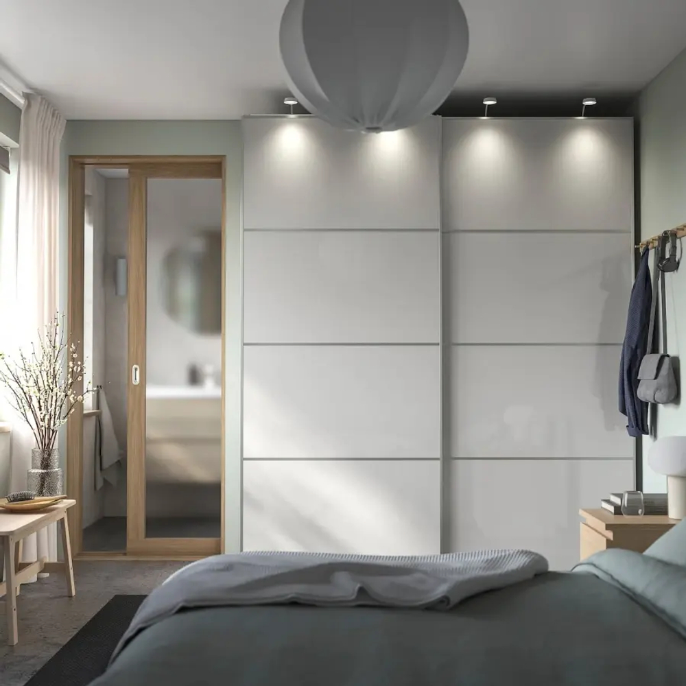 Пара раздвижных дверных рам - IKEA HOKKSUND /ХОККСУНД ИКЕА, 200x236 см, бежевый
