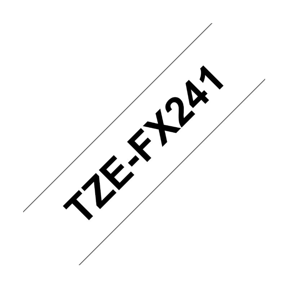 Brother TZE-FX241 кассета с лентой для печати наклеек (эластичная), чёрный шрифт на белой основе, 18мм*8м