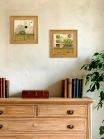 Картина настенная интерьерная в раме "под дерево" 26*26 см