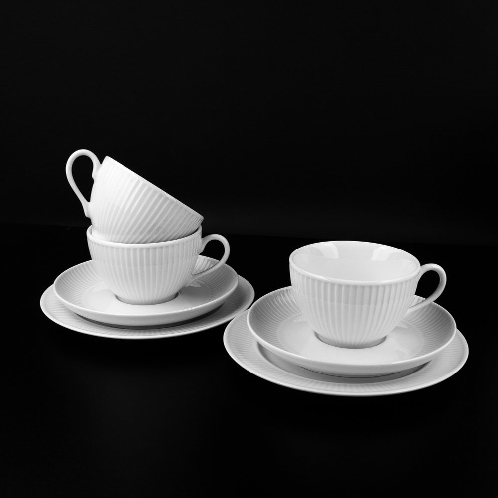 Сервиз чайный на 6 персон 15 предметов Pillivuyt Plisse-Toulouse