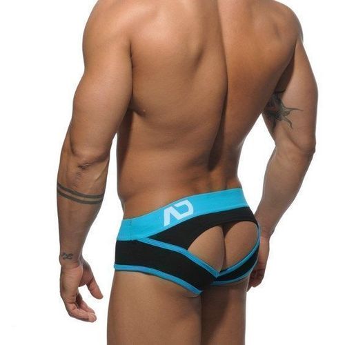 Мужские трусы джоки черные с голубой резинкой Seobean Addicted