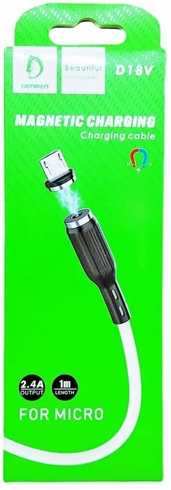 Кабель microUSB магнитный Denmen D18V, 1м, 2.4A