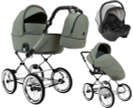 Детская коляска Roan Bass Next Classic d14 2.0 3 в 1 с автокреслом Pituso Baesa Pro Black,Beige Canopy BSNC/92/2 Sage Green/Black/руч.Black