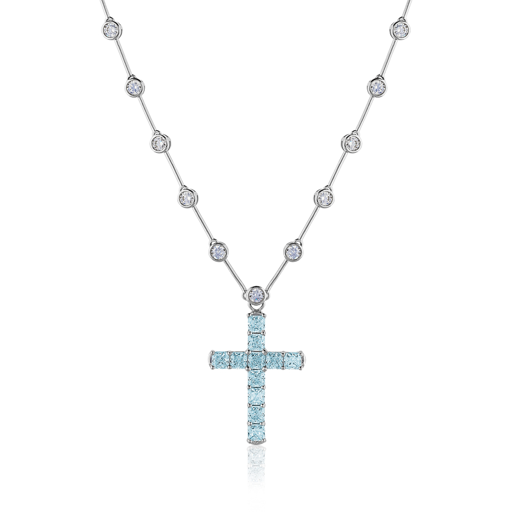 Подвеска крест с цирконами