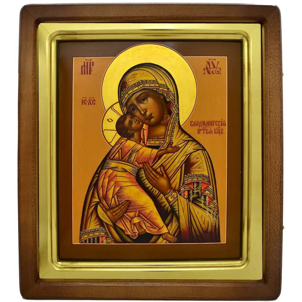 Владимирская Богородица. Рукописная икона в киоте. 34 х 40 см