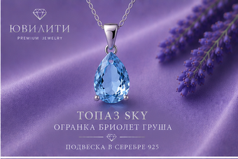 Топаз Sky Огранка Бриолет Груша