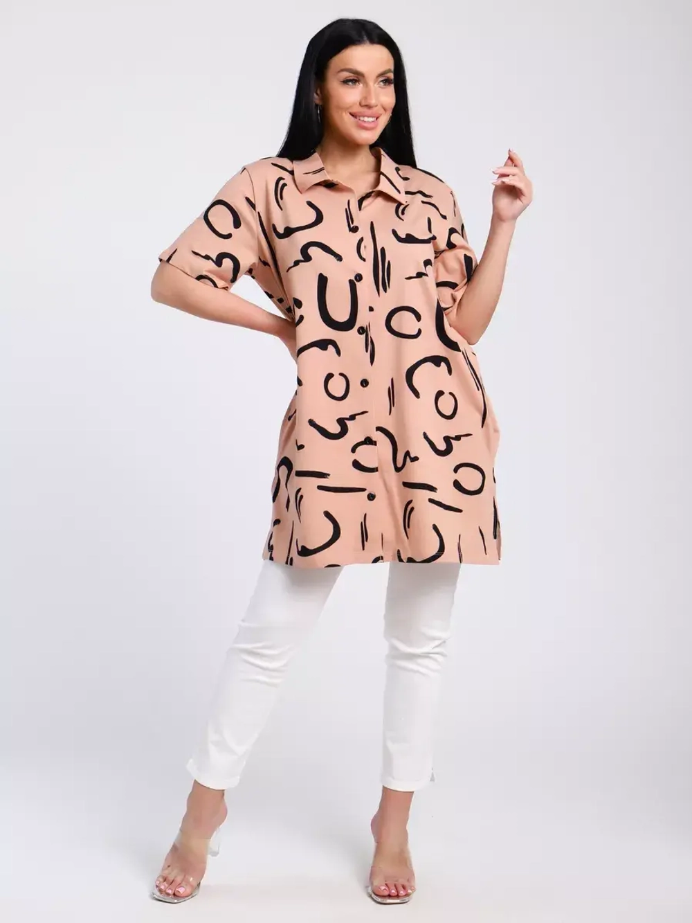 Туника-рубашка хлопок большие размеры