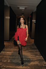 Платье мини с воланами red