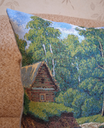 Декоративный гобеленовый чехол для интерьерной подушки Лодка рыбака 38*38