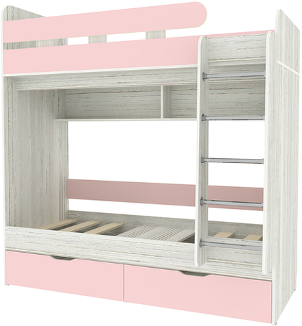 Двухъярусная кровать КарИВи Юниор 5 80x160 Винтерберг Розовый