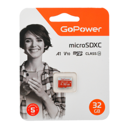 Карта памяти microSD GoPower 32GB Class10 UHS-I б/а