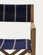 Уличный складной стул Vilara в сине-бежевую полоску из акации