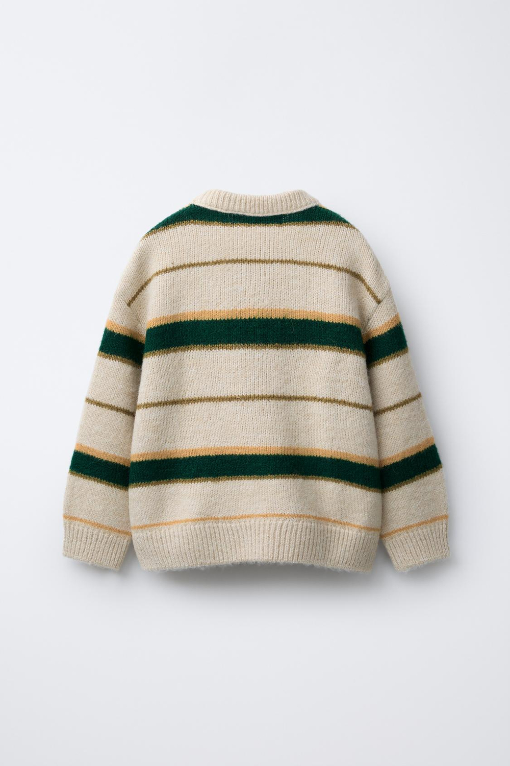 ZARA ТРИКОТАЖНЫЙ ДЖЕМПЕР В ПОЛОСКУ, БЕЖЕВЫЙ/ЗЕЛЕНЫЙ