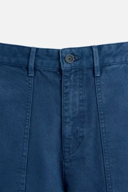 ZARA БРЮКИ REGULAR FIT ИЗ ТКАНИ С ЭФФЕКТОМ ПОТЕРТОСТИ, СИНИЙ