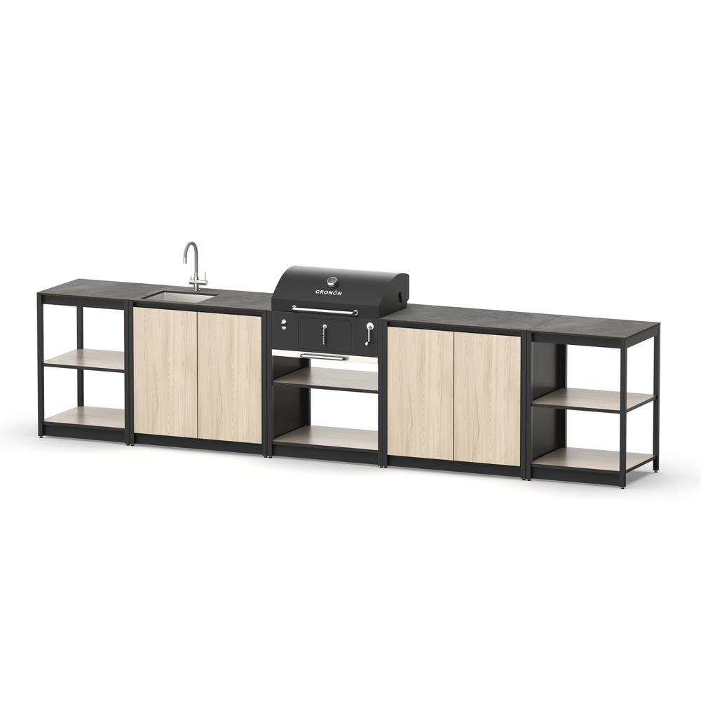 Мангальный комплекс Lounge M-118SB, 3.8 м, дуб сонома/черный мрамор