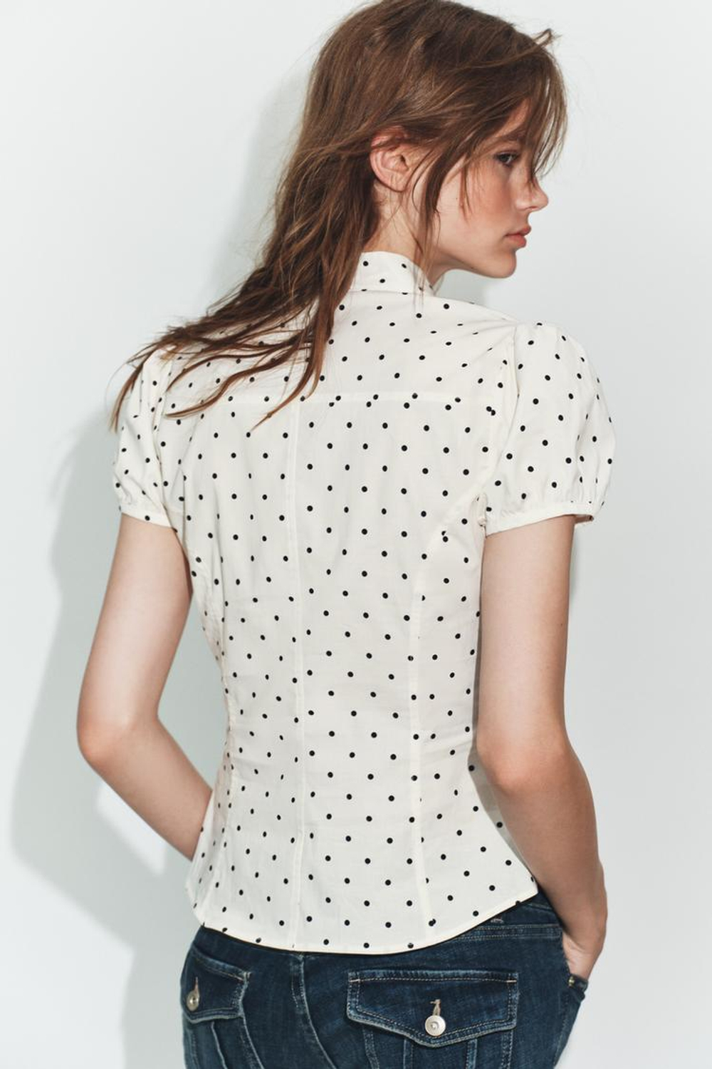 ZARA ТОП ИЗ ПОПЛИНА С ЗАВЯЗКАМИ, ЭКРЮ/ЧЕРНЫЙ