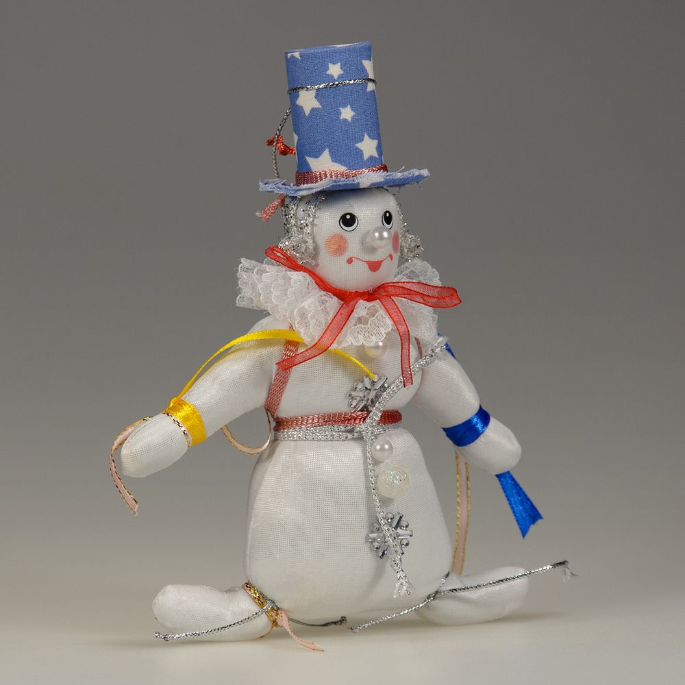 Ёлочная игрушка Снеговик в цилиндре