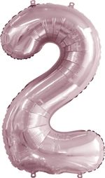 Шар (34"/86 см) Цифра, 2, Slim, Светло-розовый, 1 шт. в упак.