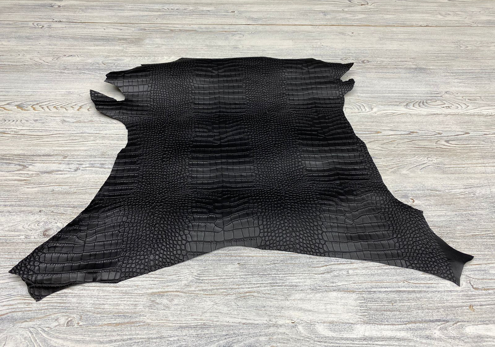 Capra Crocco Black (0,8-1,0 мм), цв. Черный, натуральная кожа козы
