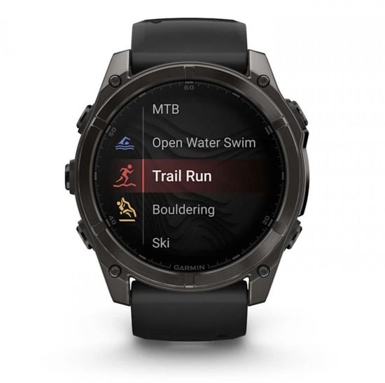 Умные часы Garmin Fenix 8, 51 мм, AMOLED, Sapphire Carbon Gray DLC Titanium with Black/Pebble Gray Silicone