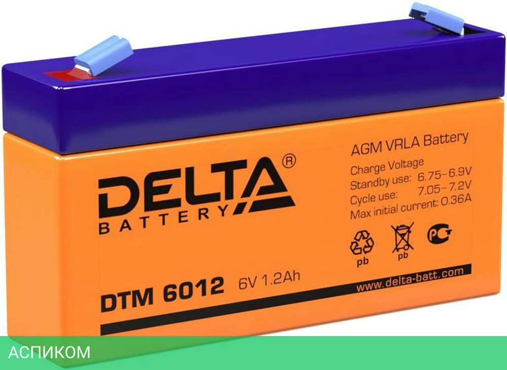 Аккумулятор для ИБП Delta 6V/1.2Ah (DTM 6012)