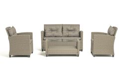 "Филадельфия" лаунж-зона из искусственного ротанга, цвет соломенный, цвет подушек бежевый