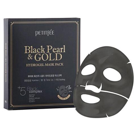 Гидрогелевая маска с чёрной жемчужной пудрой и золотом Petitfee Black Pearl & Gold Hydrogel Mask