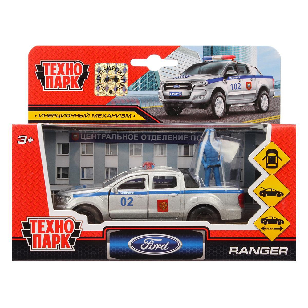 Модель ин. мет. "Ford Ranger" 12см, дв, баг, фигур. 4,5см, в ассортименте коробка SB-18-09-FR-P+FG-WB(Технопарк)