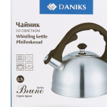 Чайник нерж, 2.5 л, свист, ручк бакелит, с силик покр, Daniks, Бруно, индукц, MSY-066C
