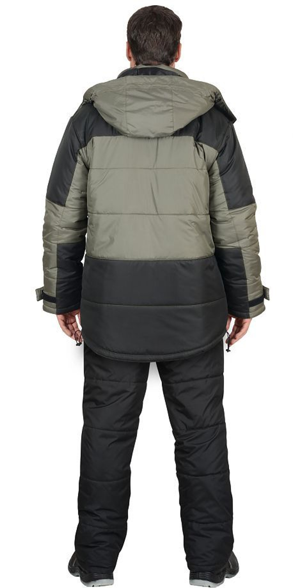 Костюм оливковый с черным куртка, брюки