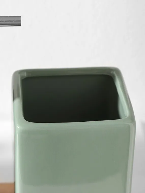 Набор аксессуаров для ванной комнаты SAVANNA Square, 3 предмета (дозатор для мыла, стакан, подставка), цвет зелёный