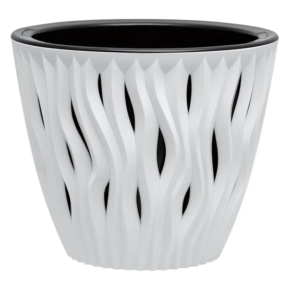 Кашпо для цветов пластиковое 7,5л d-25 см «Вдохновение» Белый/чёрный