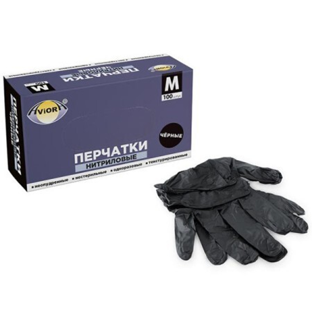 Перчатки нитрил неопудр.черные р. М /100шт/50 пар