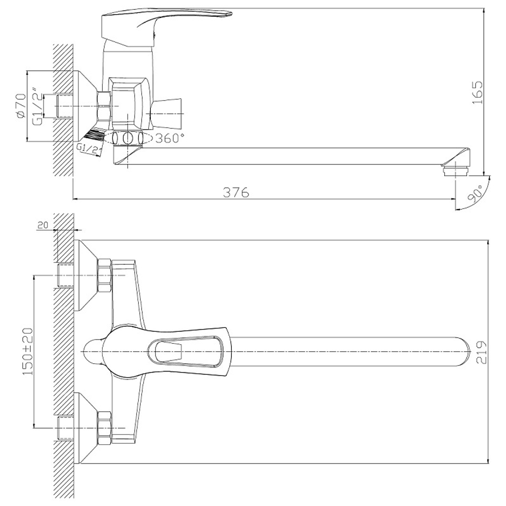 Смеситель Rossinka T40-32 для ванны