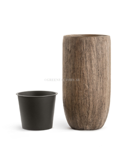 Кашпо TREEZ Effectory - серия Wood - Высокий округлый конус - Светлый дуб