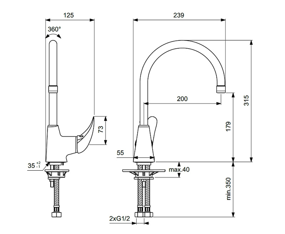 Смеситель для кухни Vidima Orion BA365AA