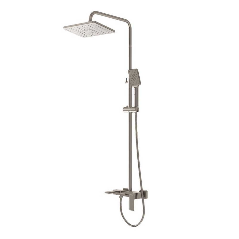 Душевая стойка Grossman Style 500.K35.05.120 с верхним душем,ручной лейкой и смесителем, брашированный никель,1 место