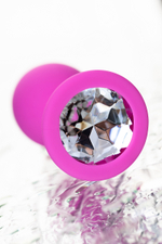 Анальная втулка ToDo by Toyfa розовая с прозрачным кристаллом 7 см