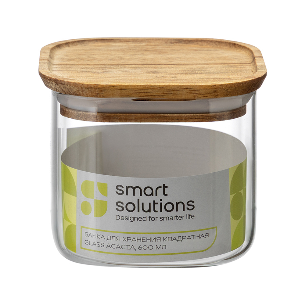 Банка для хранения квадратная glass acacia, 600 мл