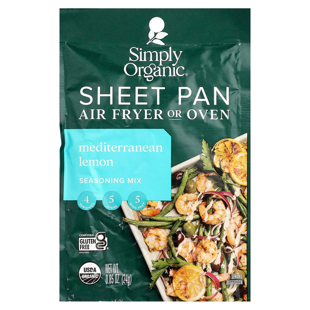 Simply Organic, Смесь приправ для противня, средиземноморский лимон, 24 г (0,85 унции)