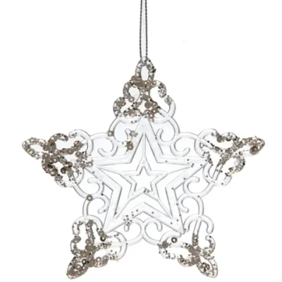 Подвеска «Роскошная звезда» 10 см, Белый/Золотой блеск