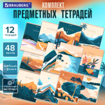 Тетради предметные комплект 12 ПРЕДМЕТОВ 48 л. SoftTouch фольга BRAUBERG "ELEGANCE" (2 штуки в упаковке)