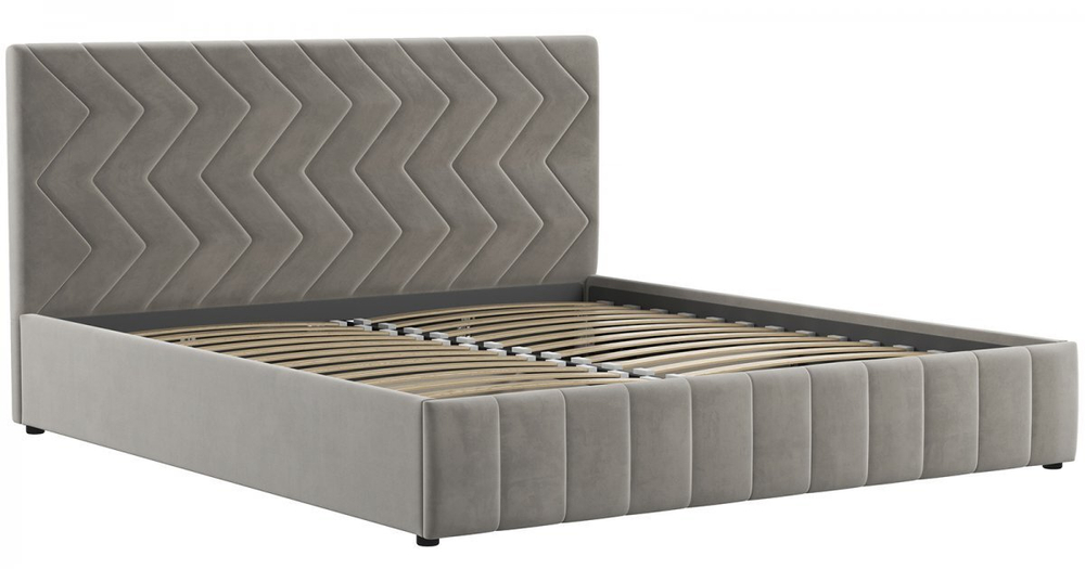 Кровать Милана без ПМ 180 см велюр светлый кварцевый серый