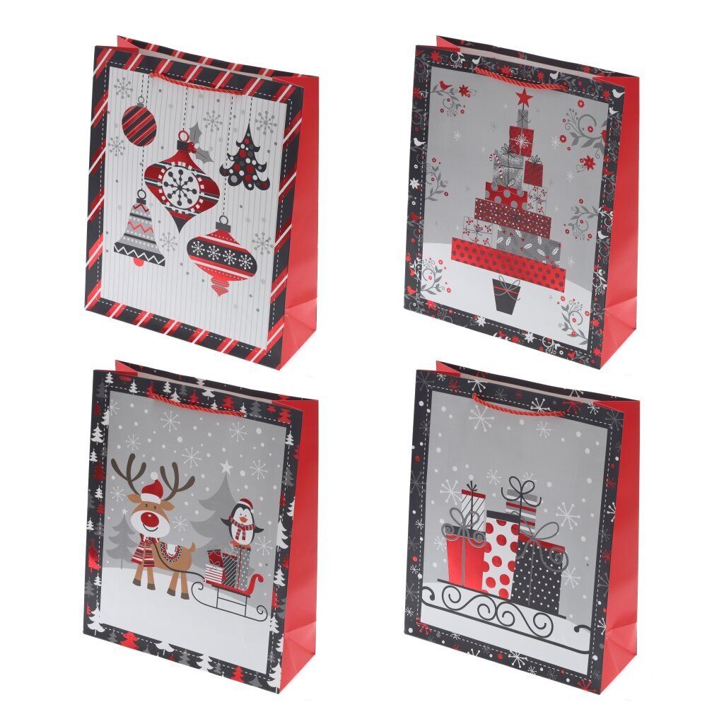 GAEM Пакет подарочный (бумага 210г/м2, блок 12шт), L26 W10 H32 см, 4в.