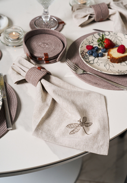 Салфетка сервировочная 40х40см Luxberry Вечерние стрекозы льняная