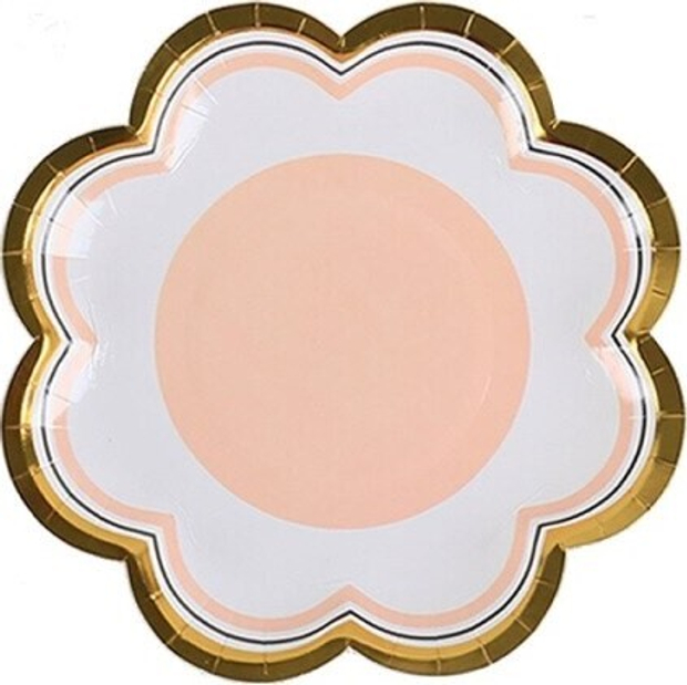 Тарелки (бол) Цветок, Розовый, Металлик